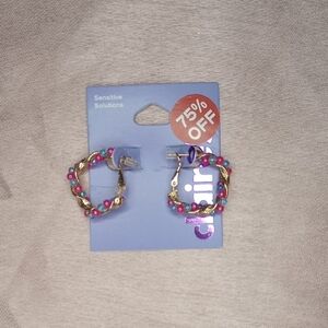 Colorful Beaded Hoop Earrings